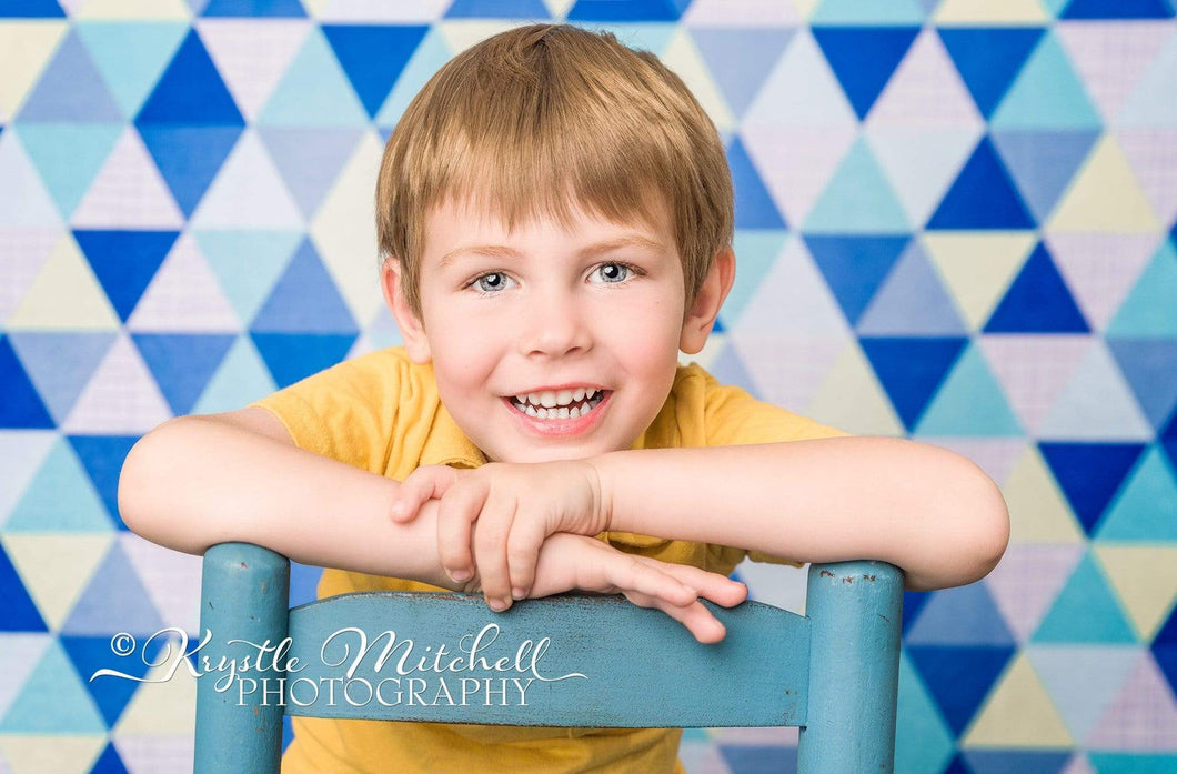 Katebackdrop£ºKate Blue Triangle Seamless Pattern Backdrop Designed By Krystle Mitchell Photography