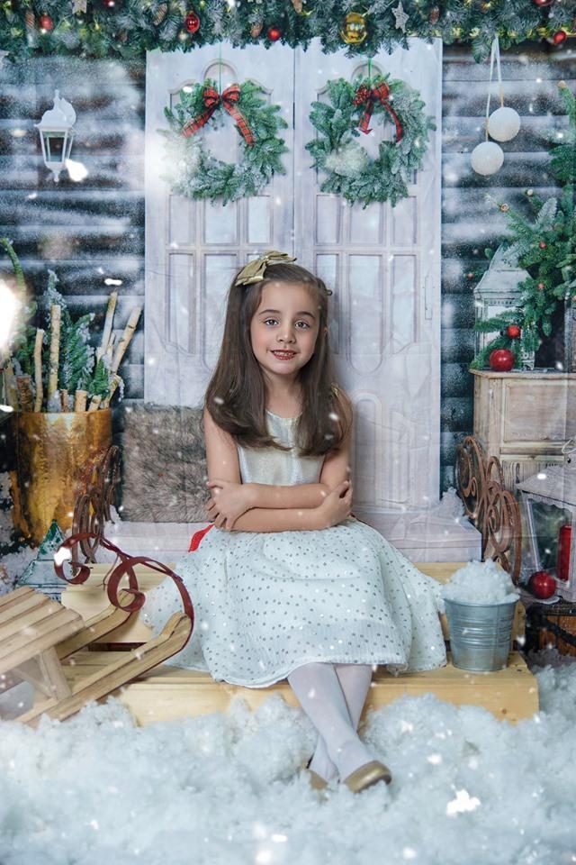 Katebackdrop：Kate Christmas Trees White Door Decorations  Backdrop for Photography