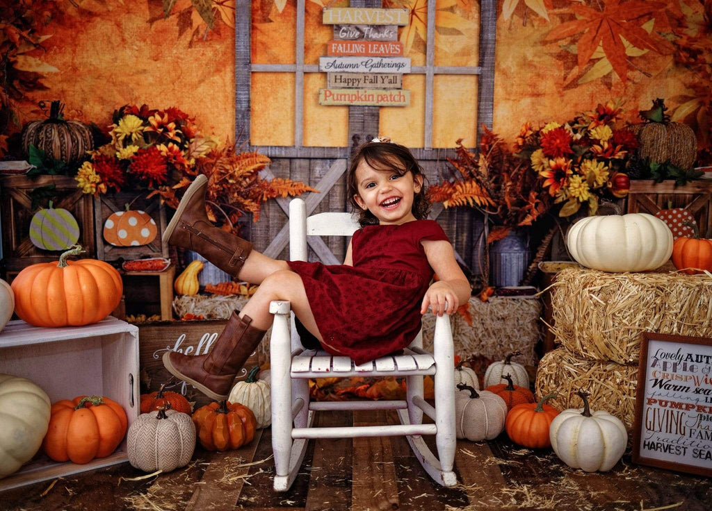 Katebackdrop£ºKate Autumn Leaves with Pumpkins Thanksgiving Backdrop