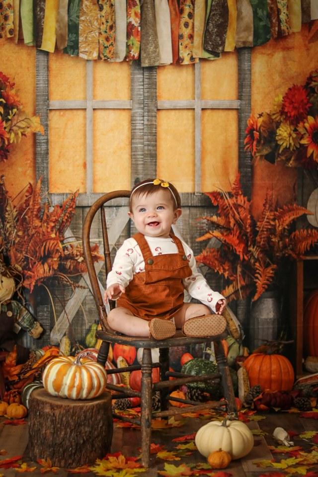 Kate Fondo de hoja de arce y calabaza de cosecha de otoño para fotografía