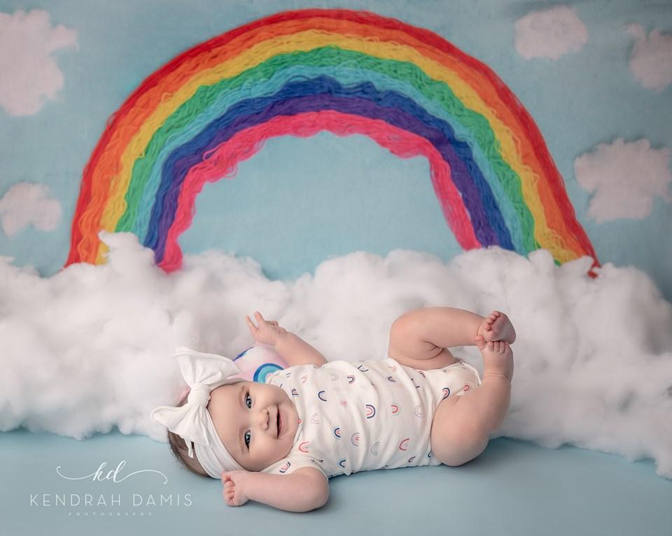 Katebackdrop£ºKate Blue Background with Rainbow Children Backdrop for Photography Designed by Erin Larkins