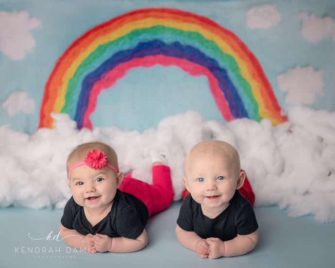 Katebackdrop£ºKate Blue Background with Rainbow Children Backdrop for Photography Designed by Erin Larkins