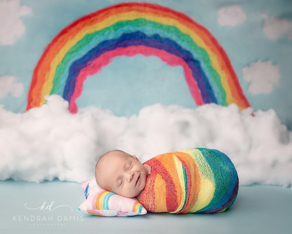 Katebackdrop£ºKate Blue Background with Rainbow Children Backdrop for Photography Designed by Erin Larkins