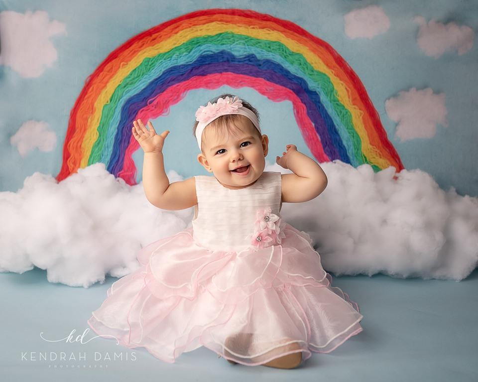 Katebackdrop£ºKate Blue Background with Rainbow Children Backdrop for Photography Designed by Erin Larkins