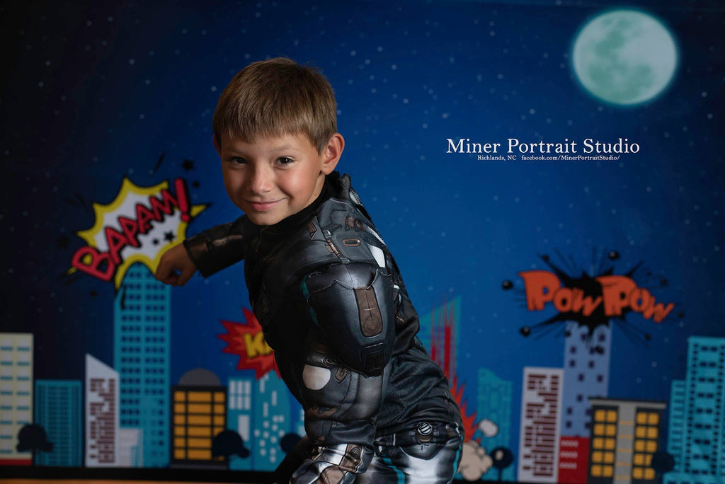 Katebackdrop：Kate Boom super hero city night children backdrop