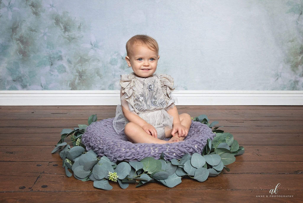 Katebackdrop：Kate Fine Art Watercolors Green Flowers Abstract Backdrop designed by Veronika Gant