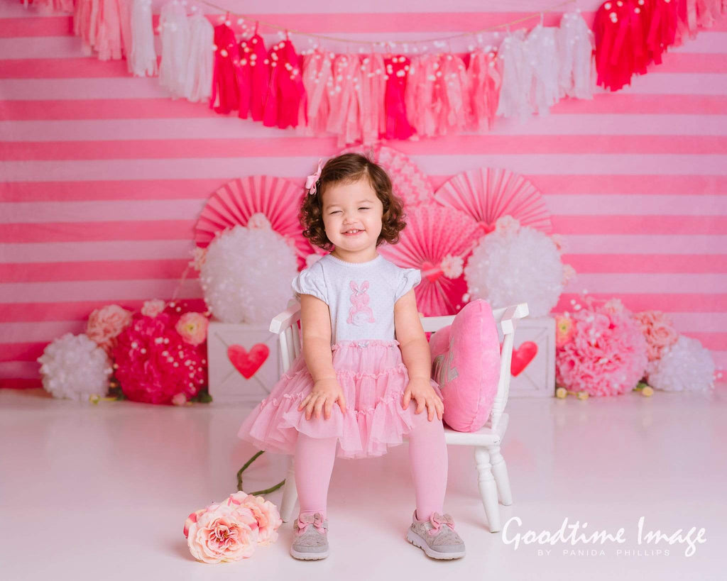 Katebackdrop：Kate Valentine's Day with Hearts and Stripes Backdrop Designed By Mandy Ringe Photography
