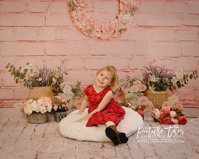 Katebackdrop£ºKate Pink Brick Wall Spring\Mother's Day Floral Backdrop Designed by Jia Chan Photography
