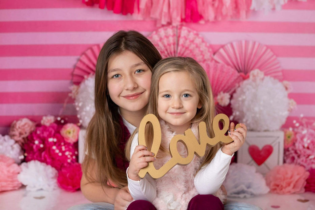 Katebackdrop：Kate Valentine's Day with Hearts and Stripes Backdrop Designed By Mandy Ringe Photography