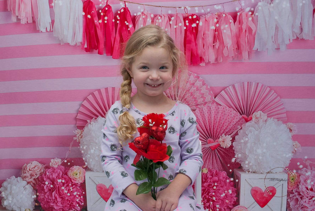 Katebackdrop：Kate Valentine's Day with Hearts and Stripes Backdrop Designed By Mandy Ringe Photography