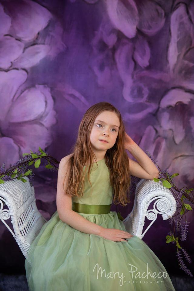Katebackdrop：Kate Fine Art Purple Painting Flowers Backdrop for Photography