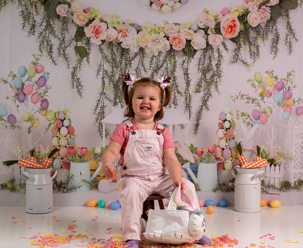 Kate Pascua con conejos Fondo floral para fotografía