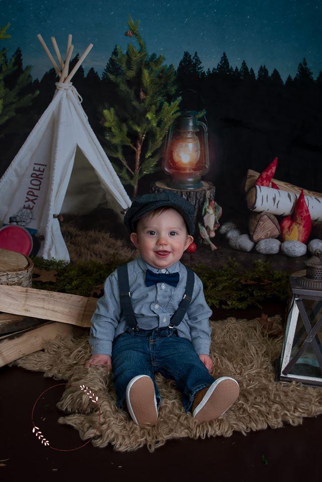 Cargar imagen en el visor de la galería, Katebackdrop：Kate Camping at Night Children Backdrop Designed By Mandy Ringe Photography