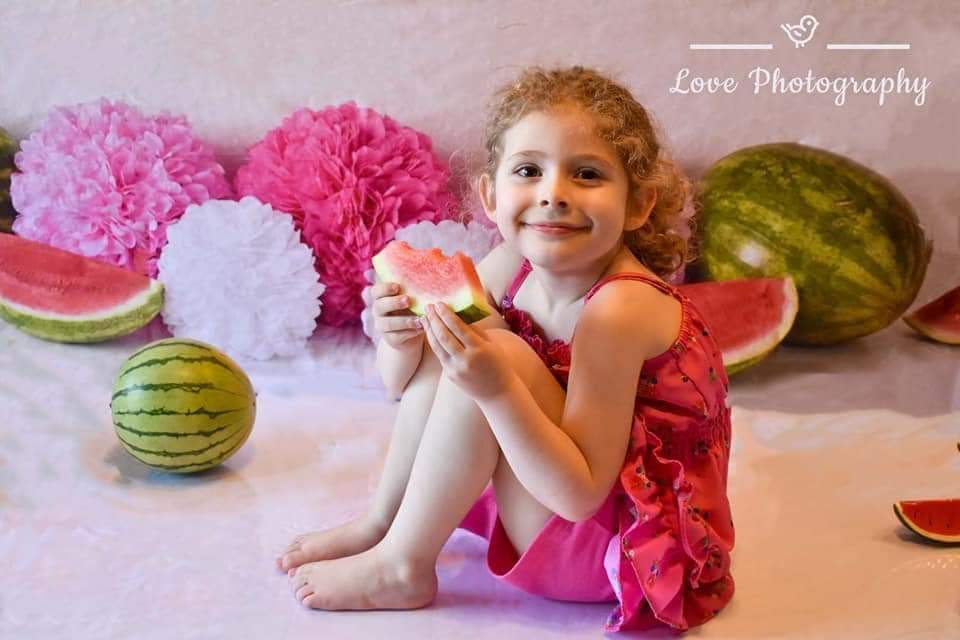 Kate Fondo de cumpleaños de sandía rosa y verde de verano para fotografía diseñado por Mandy Ringe Photography