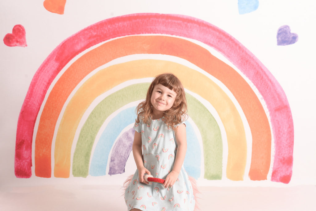 Kate Niños de cumpleaños de fondo de acuarela arcoíris diseñado por Mandy Ringe Photography