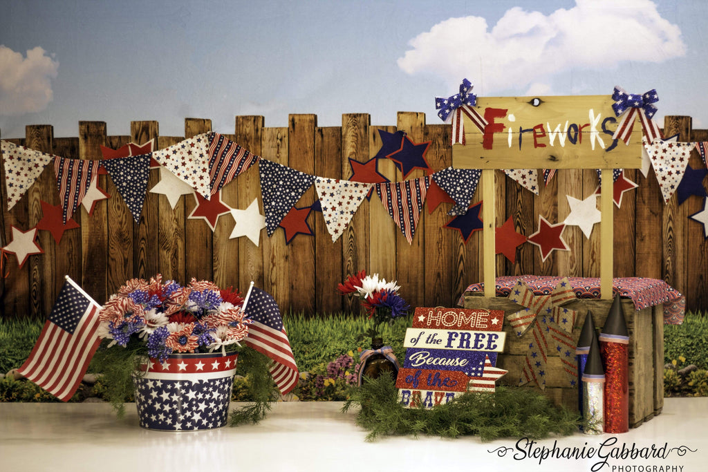Katebackdrop£ºKate American Fireworks Stand 4th of July Children Backdrop for Photography Designed by Stephanie Gabbard