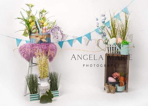 Katebackdrop£ºKate Easter with Floral Decoration and Rabbit  Backdrop Designed By Angela Marie Photography
