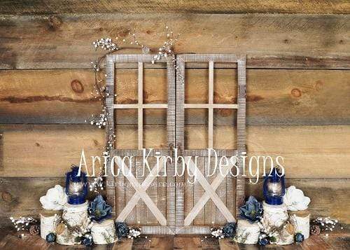 Cargar imagen en el visor de la galería, Katebackdrop：Kate Blue Floral Doors Wood Spring\Easter Backdrop Designed By Arica Kirby