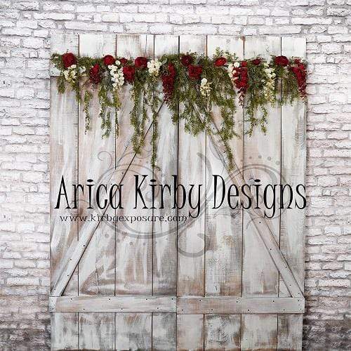 Katebackdrop£ºKate Rustic Doors Red Floral Spring Backdrop Designed by Arica Kirby