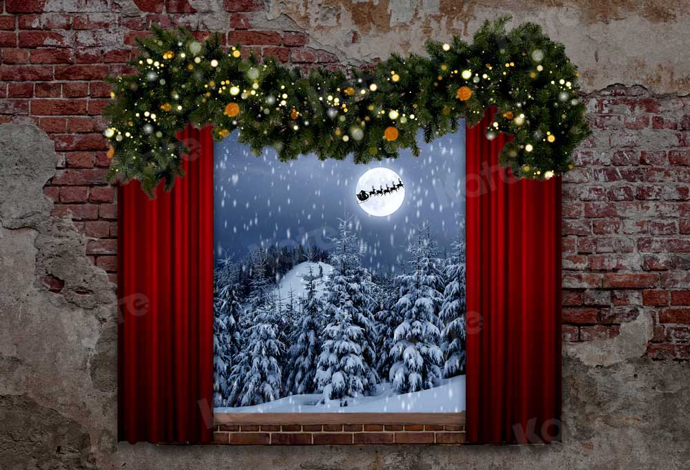 Kate Navidad Ventana Noche Luna Telón de fondo para fotografía