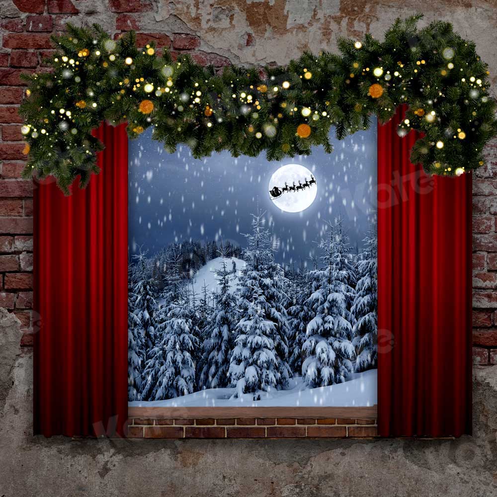 Kate Navidad Ventana Noche Luna Telón de fondo para fotografía