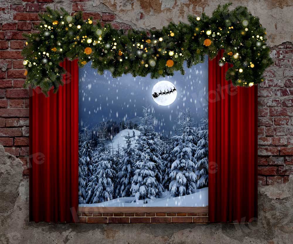 Kate Navidad Ventana Noche Luna Telón de fondo para fotografía