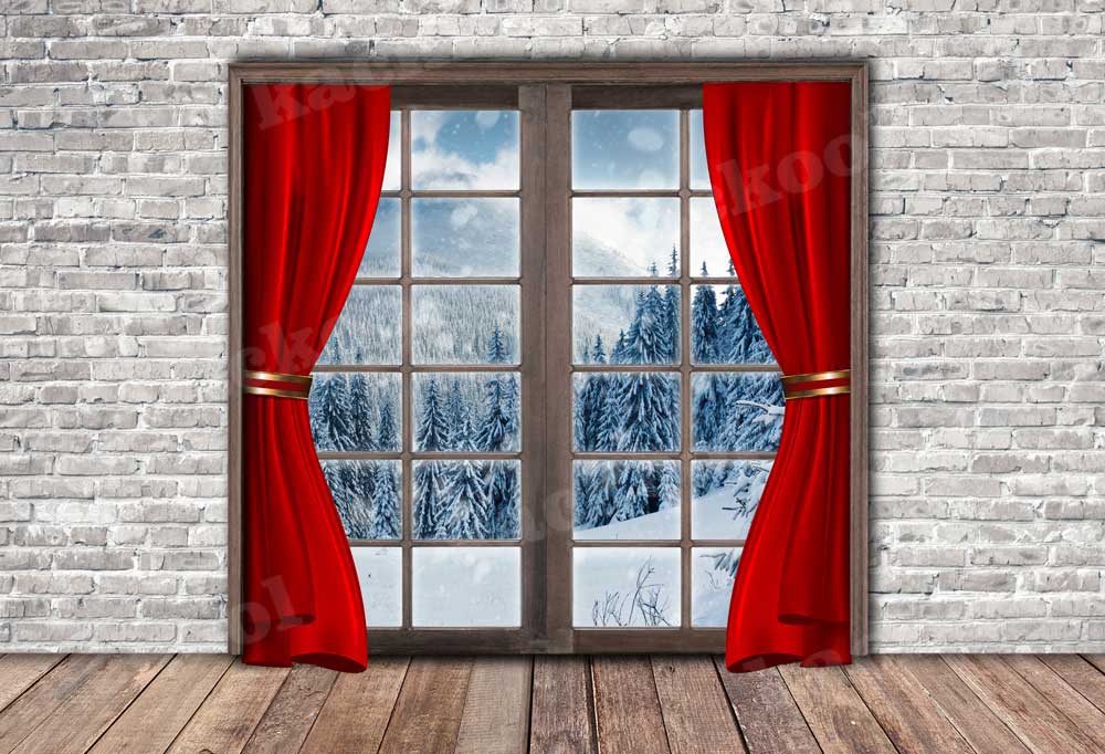 Kate Navidad Nieve fuera de la ventana Telón de fondo para fotografía