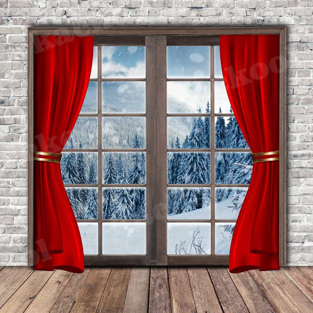 Kate Navidad Nieve fuera de la ventana Telón de fondo para fotografía