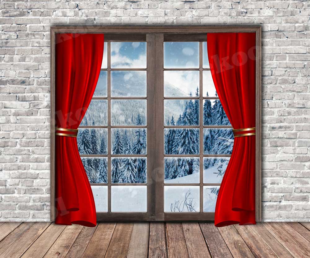 Kate Navidad Nieve fuera de la ventana Telón de fondo para fotografía