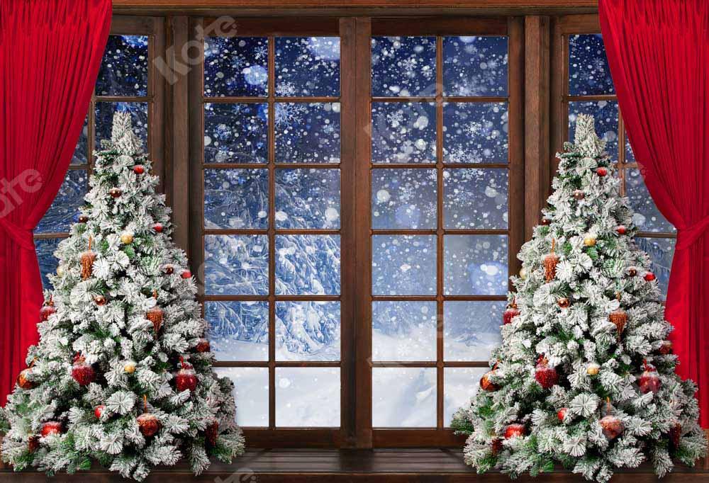 Kate Telón de fondo de ventana de Navidad de nieve de invierno diseñado por Emetselch