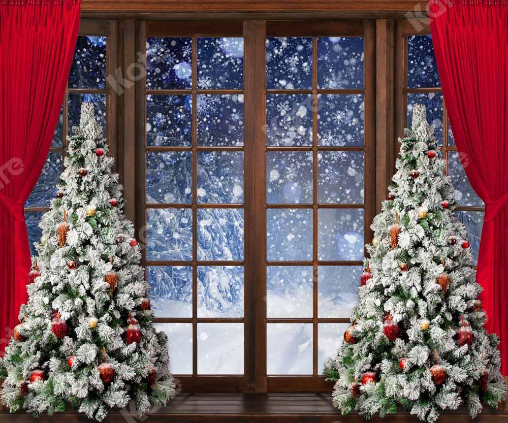 Kate Telón de fondo de ventana de Navidad de nieve de invierno diseñado por Emetselch