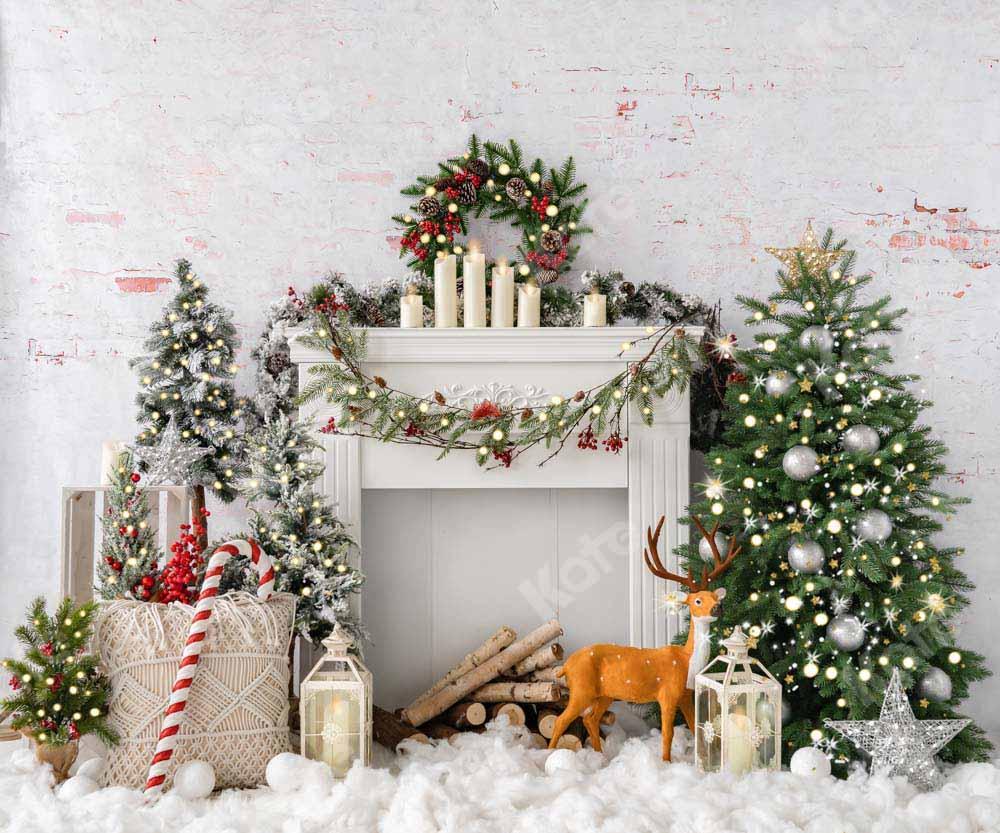 Kate Telón de fondo de alce de chimenea de Navidad Boho diseñado por Emetselch