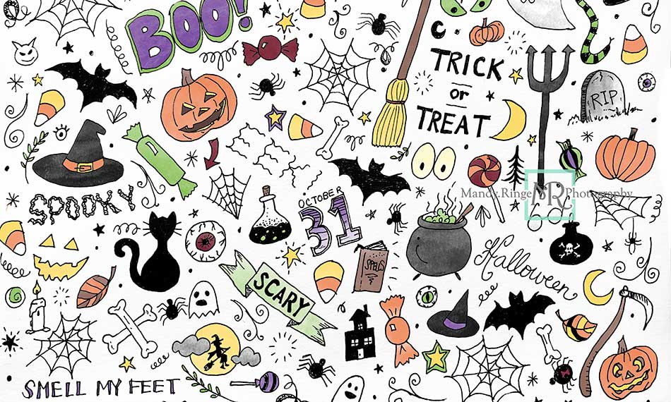 Kate Garabatos coloridos de halloween Telón de fondo diseñado por Mandy Ringe Photography