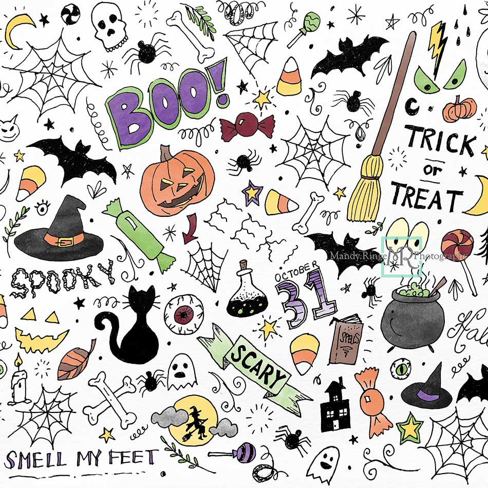Kate Garabatos coloridos de halloween Telón de fondo diseñado por Mandy Ringe Photography