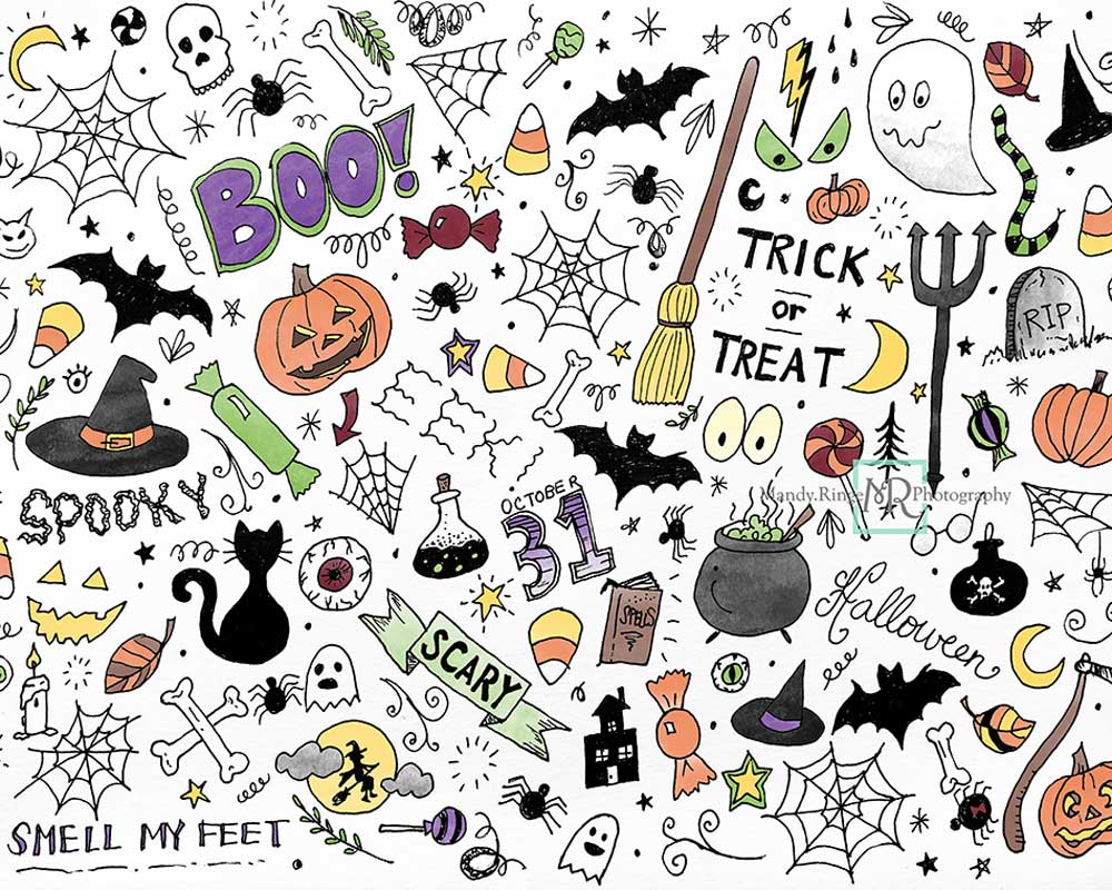 Kate Garabatos coloridos de halloween Telón de fondo diseñado por Mandy Ringe Photography