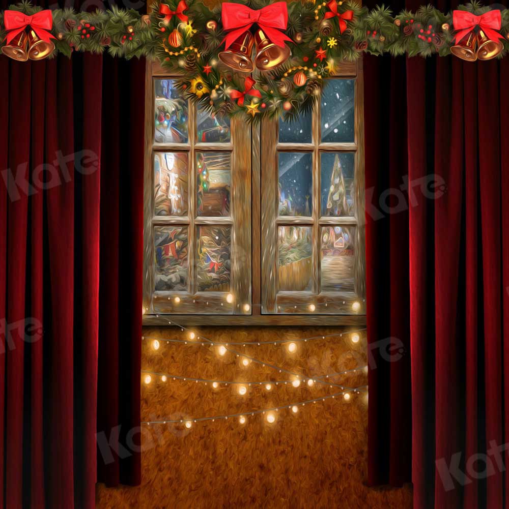 Kate Navidad ventana Cortina Telón de fondo para fotografía