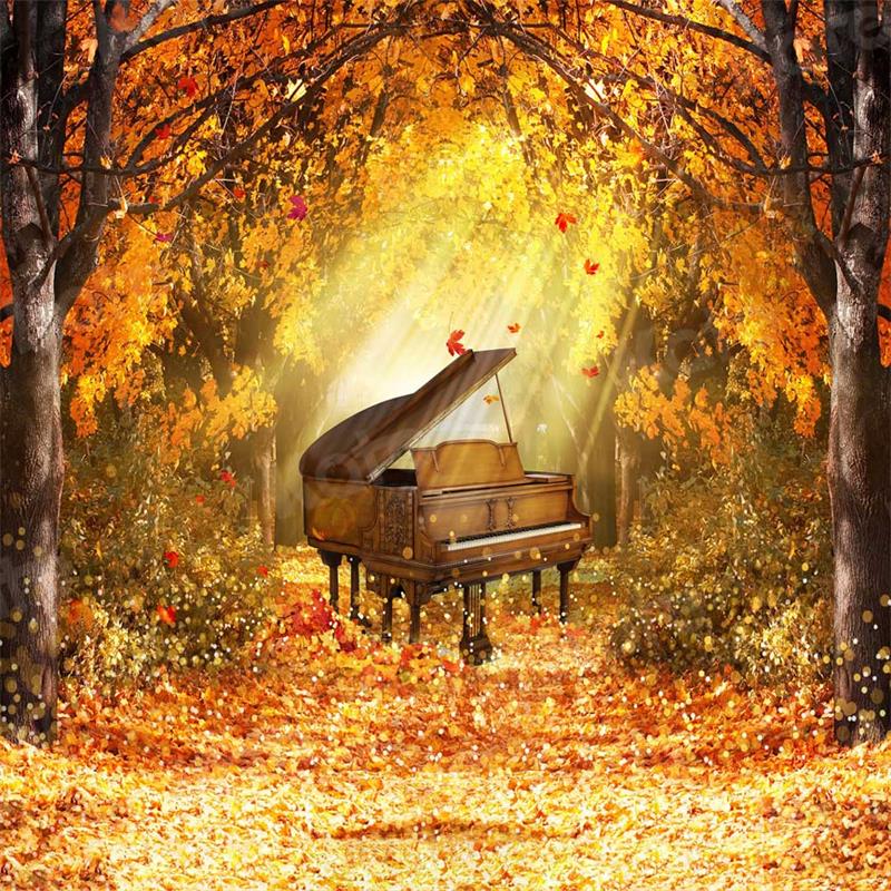Kate piano otoño Hoja de arce Telón de fondo para fotografía