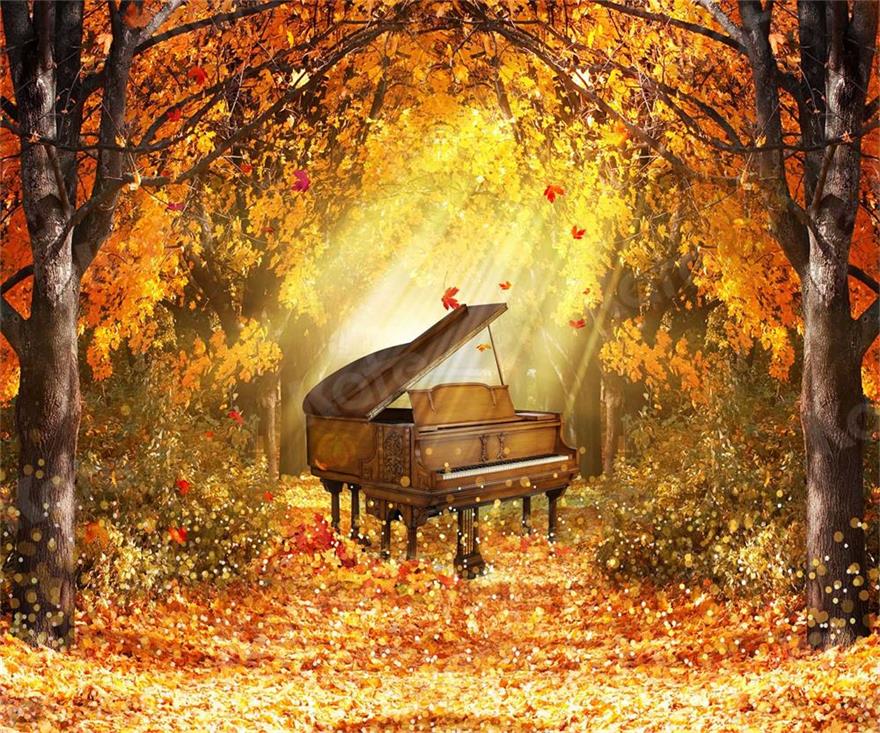 Kate piano otoño Hoja de arce Telón de fondo para fotografía