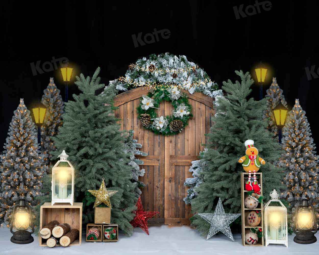 Kate Navidad Puerta de madera Telón de fondo para fotografía