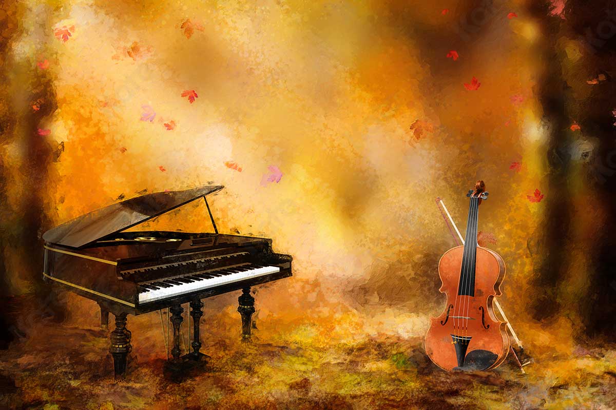 Kate piano violín otoño Telón de fondo para fotografía