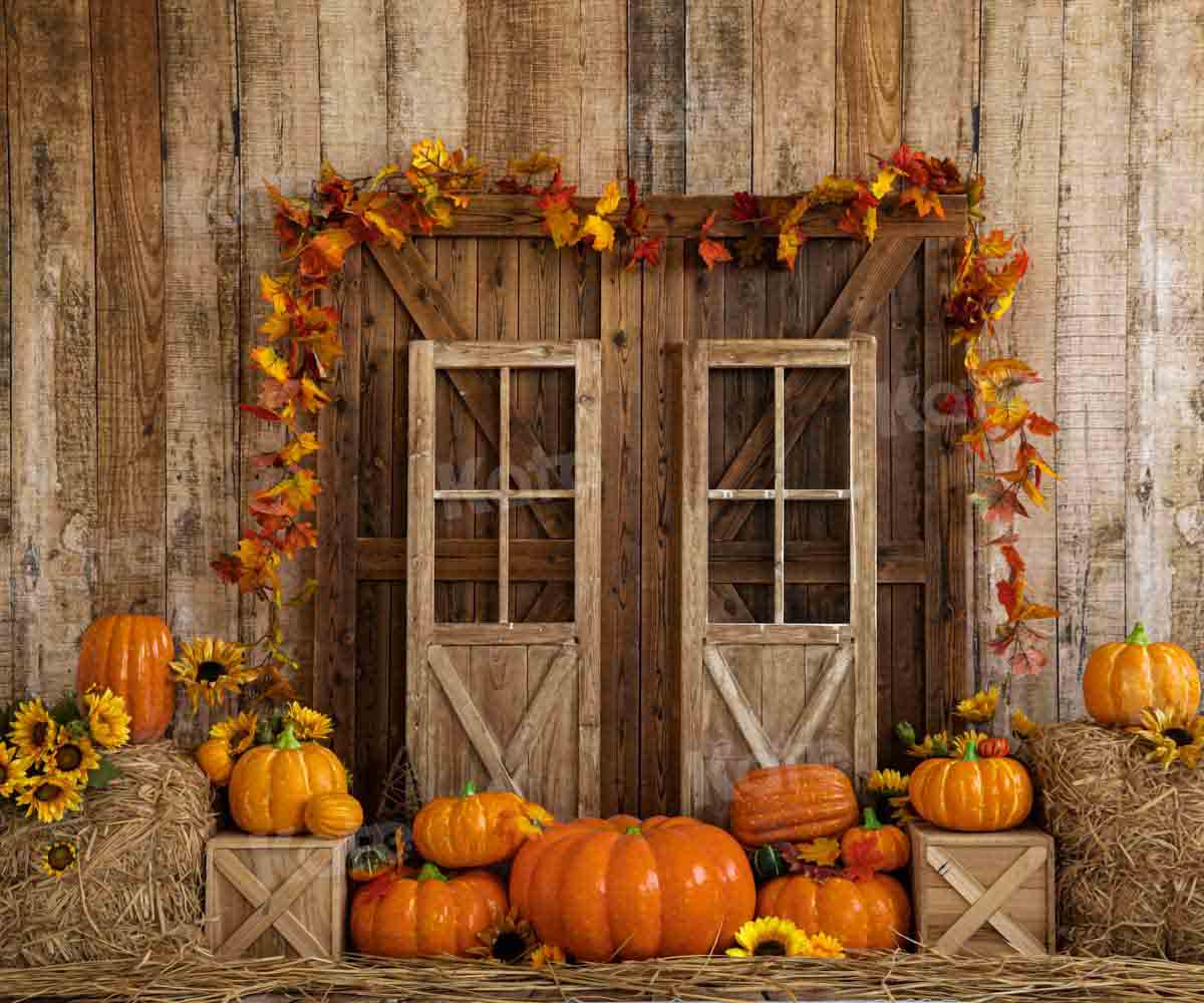 Kate calabaza otoño pajar Puerta de almacén Telón de fondo para fotografía