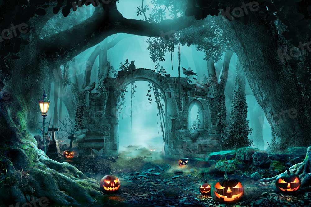 Kate Halloween bosque cementerio Telón de fondo para fotografía