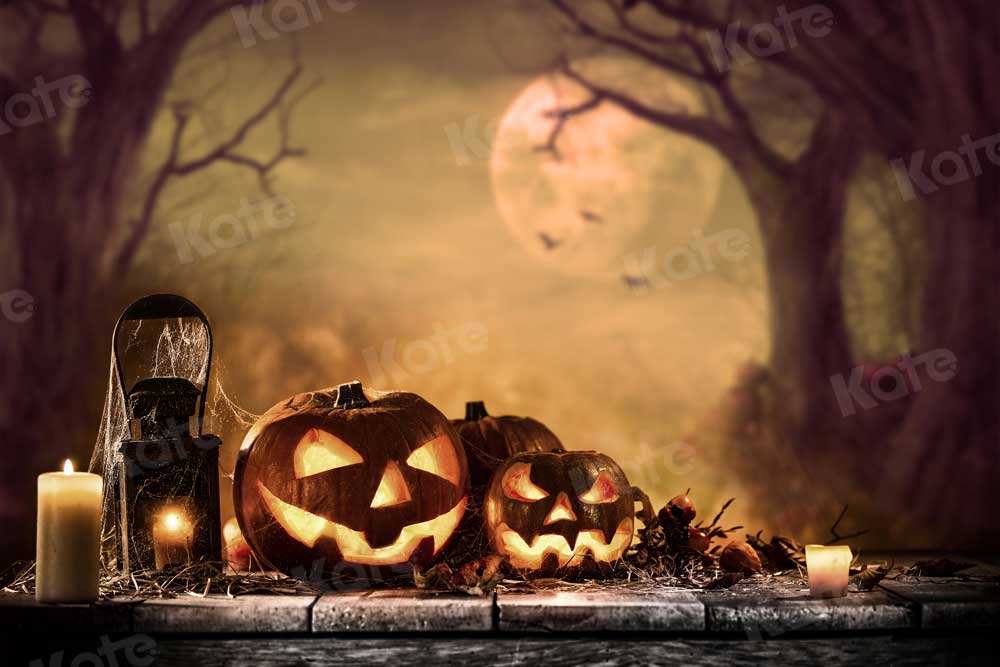 Kate Halloween Noche de luna Lampara de aceite Telón de fondo para fotografía