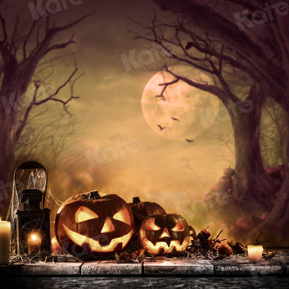 Kate Halloween Noche de luna Lampara de aceite Telón de fondo para fotografía