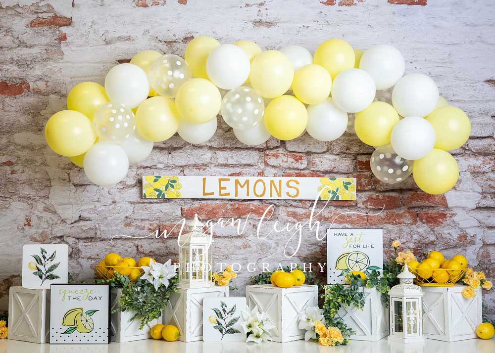 Kate cumpleaños globo limón Telón de fondo Diseñado por Megan Leigh Photography