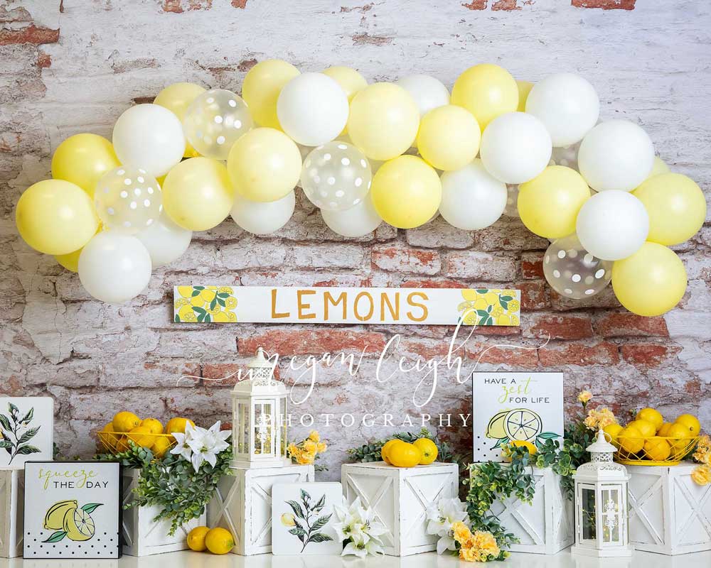Kate cumpleaños globo limón Telón de fondo Diseñado por Megan Leigh Photography