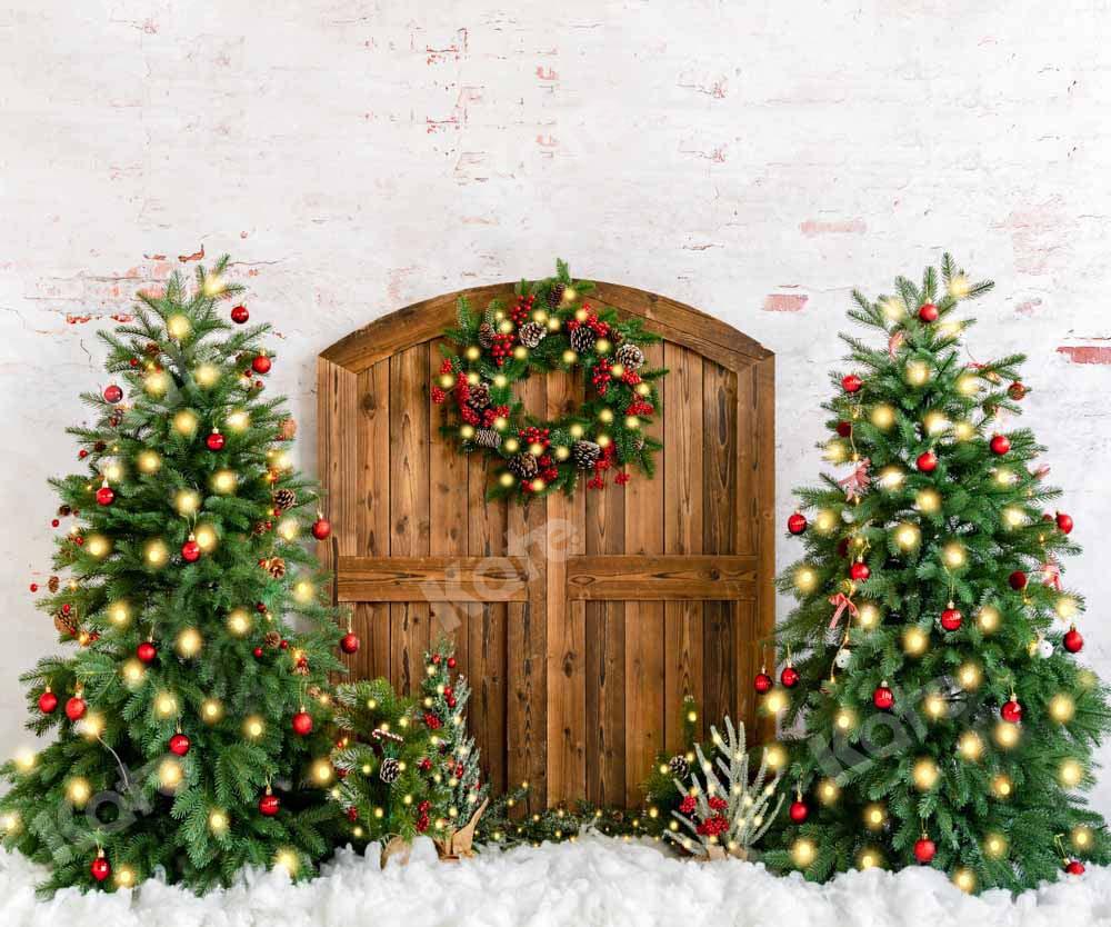 Kate Fondo de puerta de granero de corona de árbol de Navidad diseñado por Emetselch