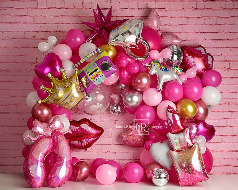 Kate Cumpleaños Globo rosa Telón de fondo para fotografía diseñado por Mandy Ringe Photography