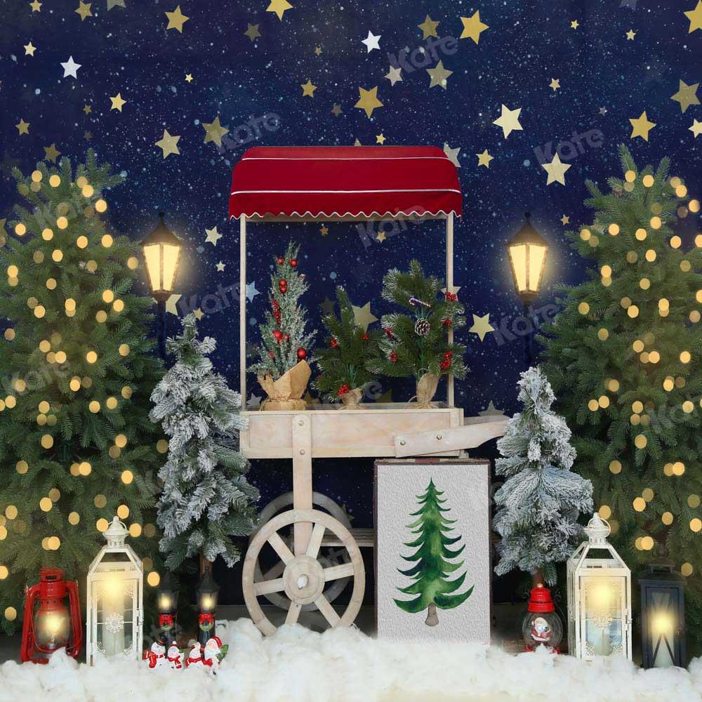 Kate Árboles de Navidad Noche Nieve Invierno Telón de fondo Diseñado por Emetselch