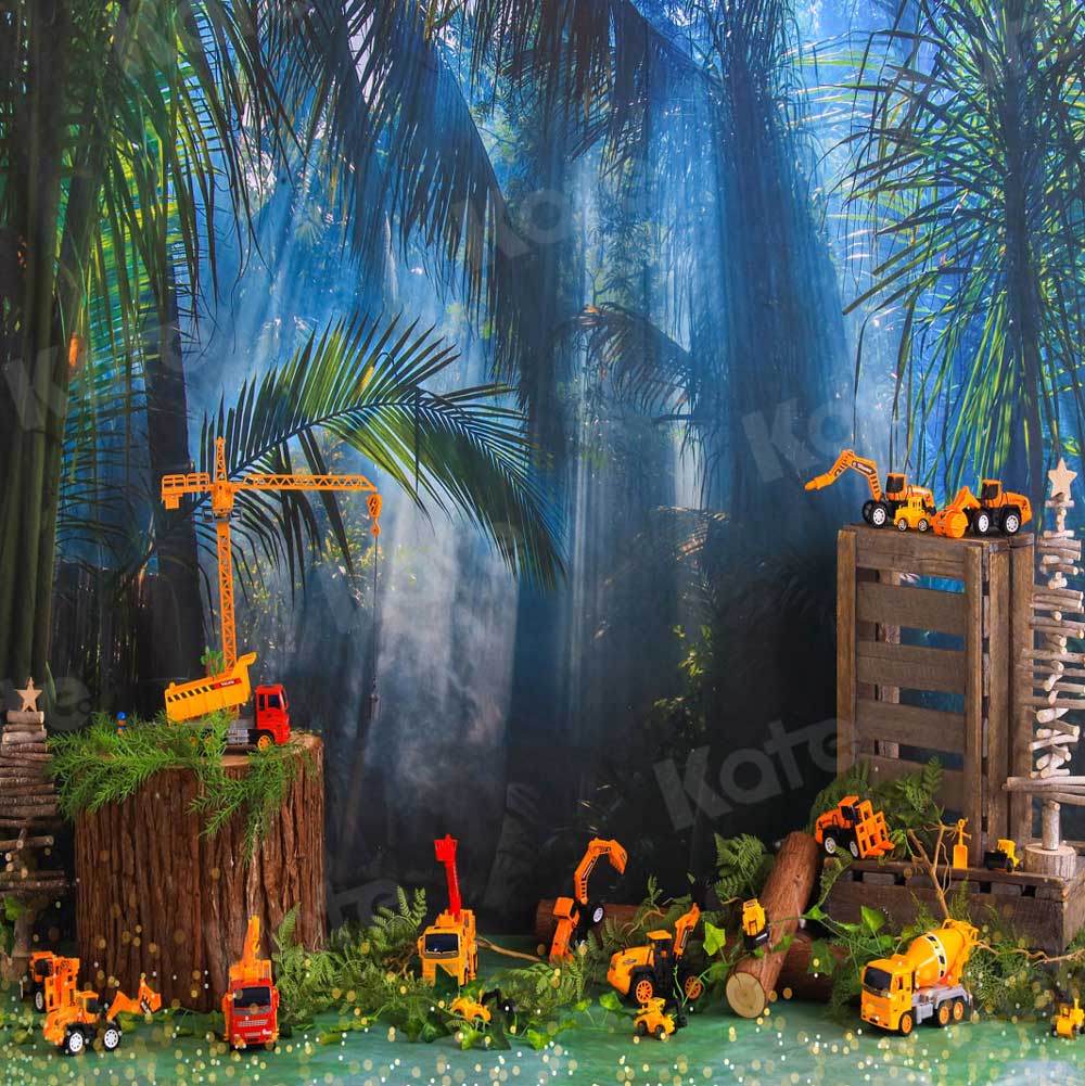 Kate selva bosque coche de juguete Niño Telón de fondo para fotografía